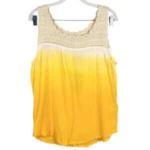 New Lucky Brand Ombre Cotton Crochet Lace Tank Top Sz Medium Light Breathable